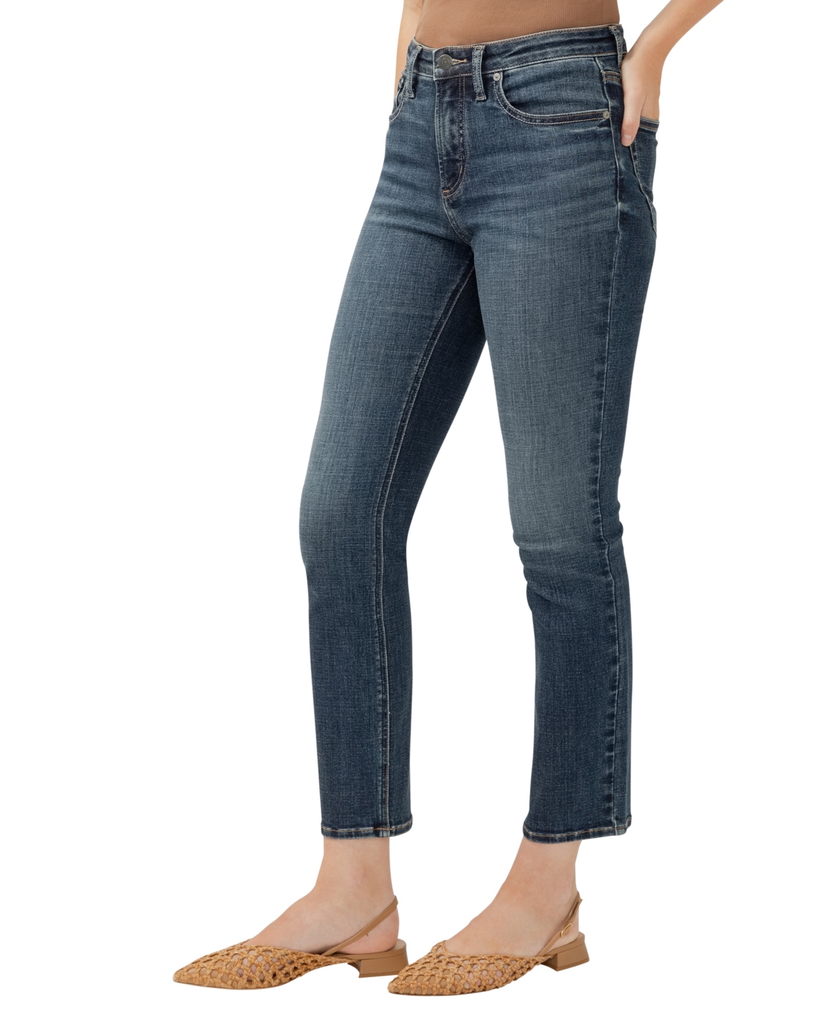 Shop Silver Jeans Co. Women's Most Wanted Mid Rise Ankle Straight Jeans In Indigo
