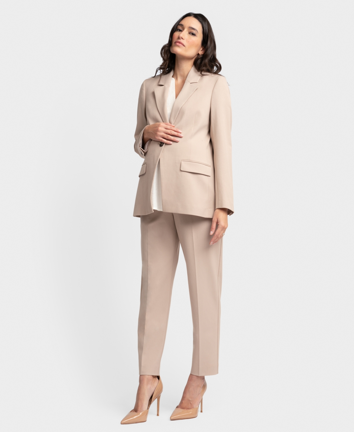 Shop Seraphine Women's Maternity Tapered Pants In Taupe