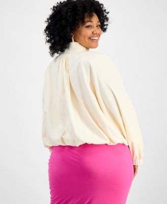 Plus Size Bubble-Hem Twill Cargo Jacket, Exclusively at Macy's