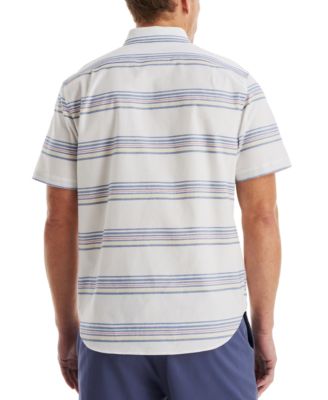 Men's Short Sleeve Button-Down Striped Oxford Shirt