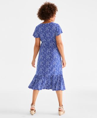 Women's Printed Flutter-Sleeve Knit Midi Dress, Exclusively at Macy's