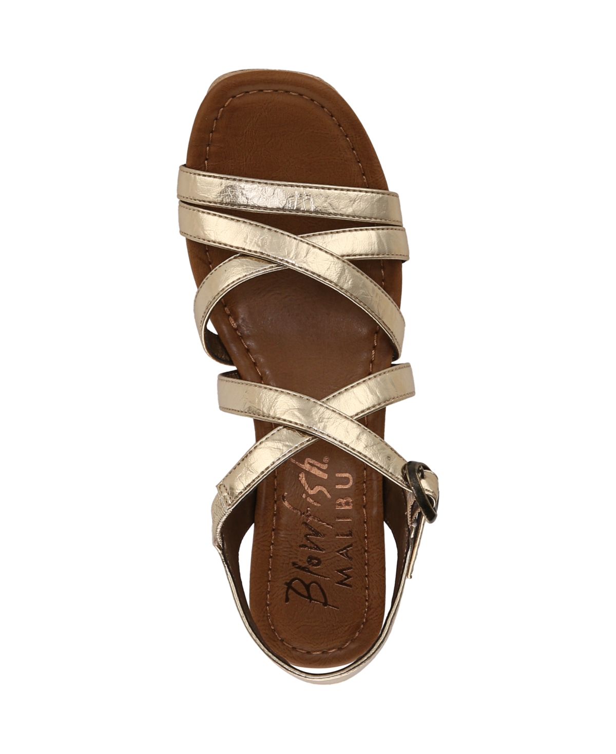 Shop Blowfish Malibu Women's Aurora Open Square Toe Strappy Wedge Sandals In Gold Faux Leather