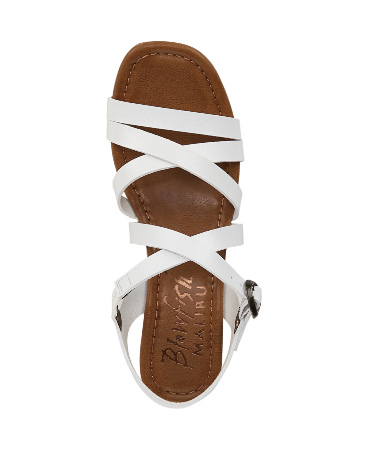 Shop Blowfish Malibu Women's Aurora Open Square Toe Strappy Wedge Sandals In White Faux Leather