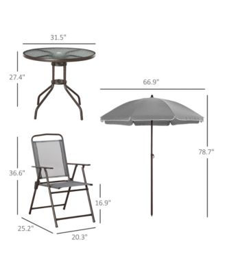 6 Piece Fabric Patio Dining Set for 4 with Umbrella,