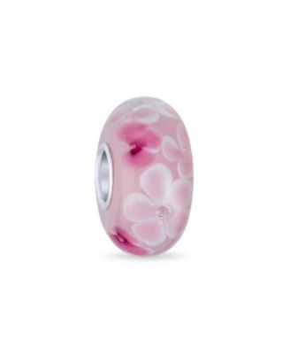 Floral Design Murano Glass Spacer Charm Bead with Sterling Core