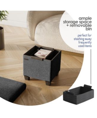 Rectangular Boucle Ottoman Storage Bench – Modern Foot Stool, Makeup Vanity Stool, Perfect for Living Room & Bedroom Decor