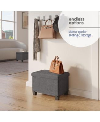 Rectangular Boucle Ottoman Storage Bench – Modern Foot Stool, Makeup Vanity Stool, Perfect for Living Room & Bedroom Decor