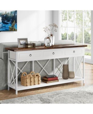 70.8" Console Table with 3 Drawers, Farmhouse Entryway Table with Storage Shelf, Narrow Long Sofa Foyer Table for Entryway, Hallway