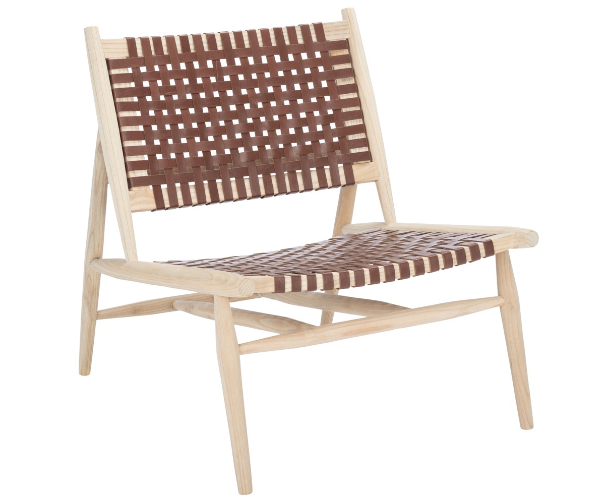 Soleil Leather Woven Accent Chair