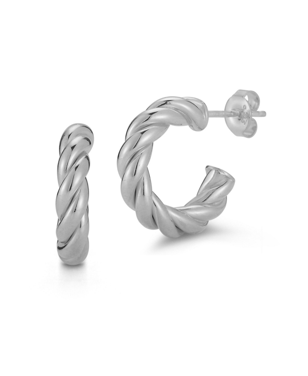 14K Gold Plated Sterling Silver Small Twist Hoop Earrings - Gold