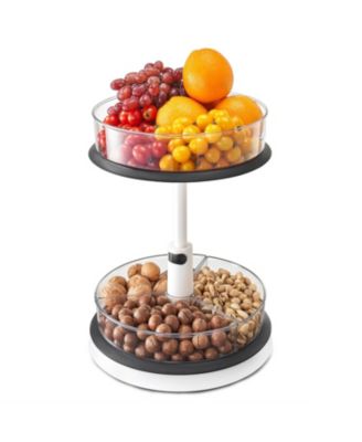 2-Tier Clear Lazy Susan Turntable Organizer - 360° Rotating Spice Rack with Non-Slip Base for Kitchen Cabinet, Pantry, Countertop Storage