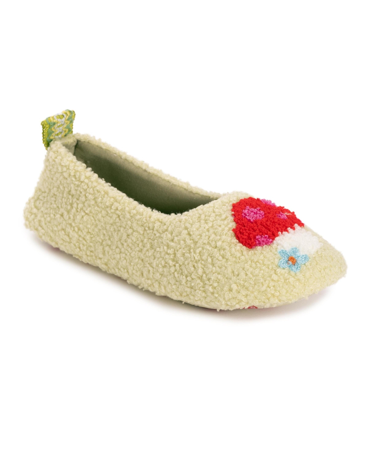 Women's Travel Ballerina Slipper with Patch - Lime mushroom