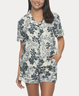 Felina - Women's Calista Cotton Gauze Short sleeves Top and Short Sleepwear