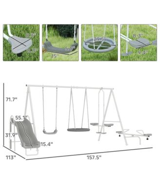 4-in-1 Kids Metal Swing Set for Backyard