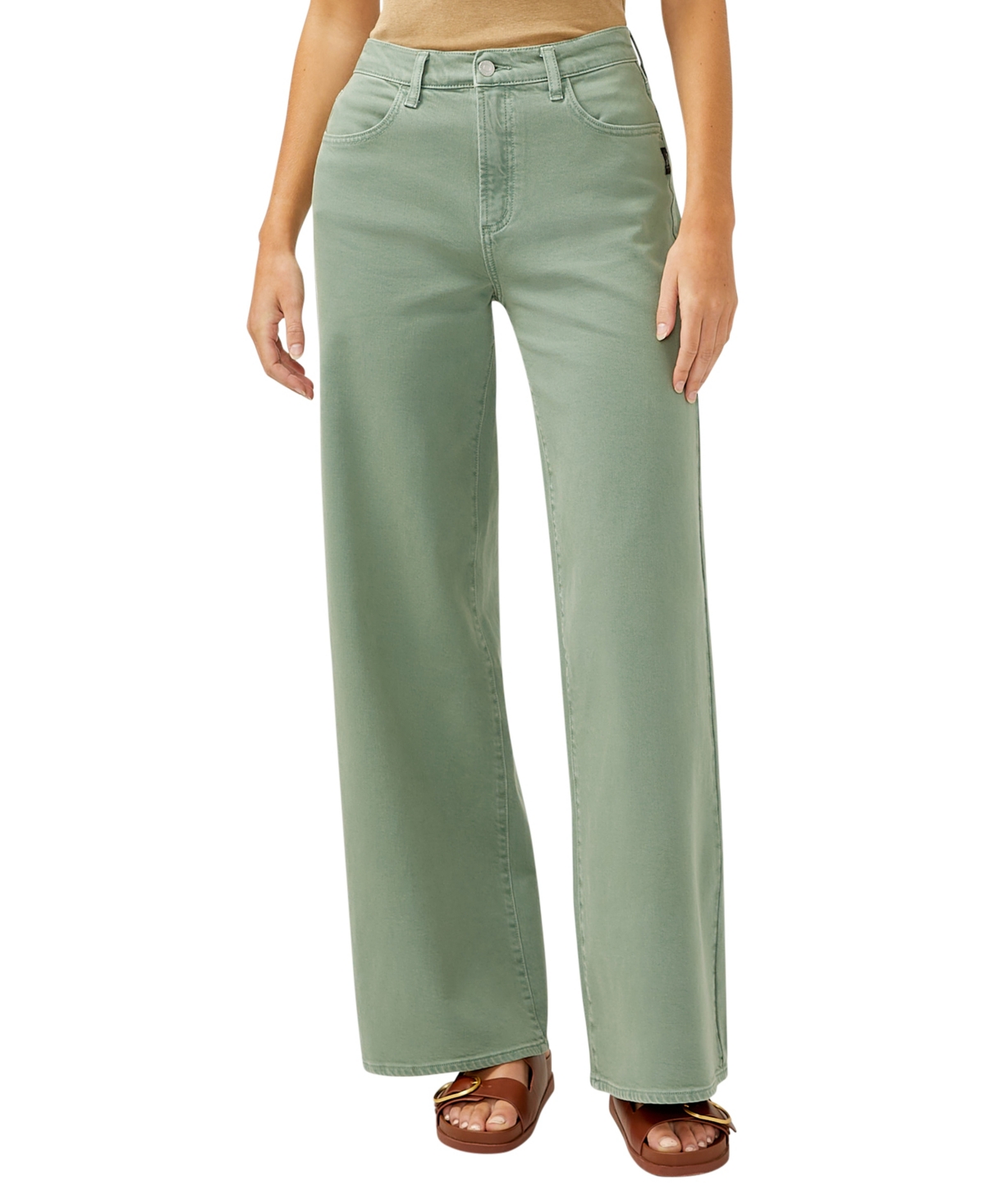Shop Silver Jeans Co. Women's Highly Desirable High Rise Ultra-wide Leg Jeans In Sage Green
