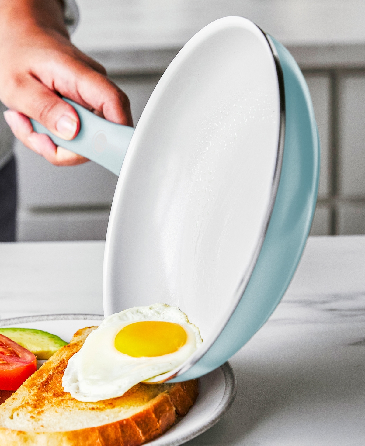 Greenpan Dover Ceramic Nonstick 8" Frypan With Spatula In Blue Haze
