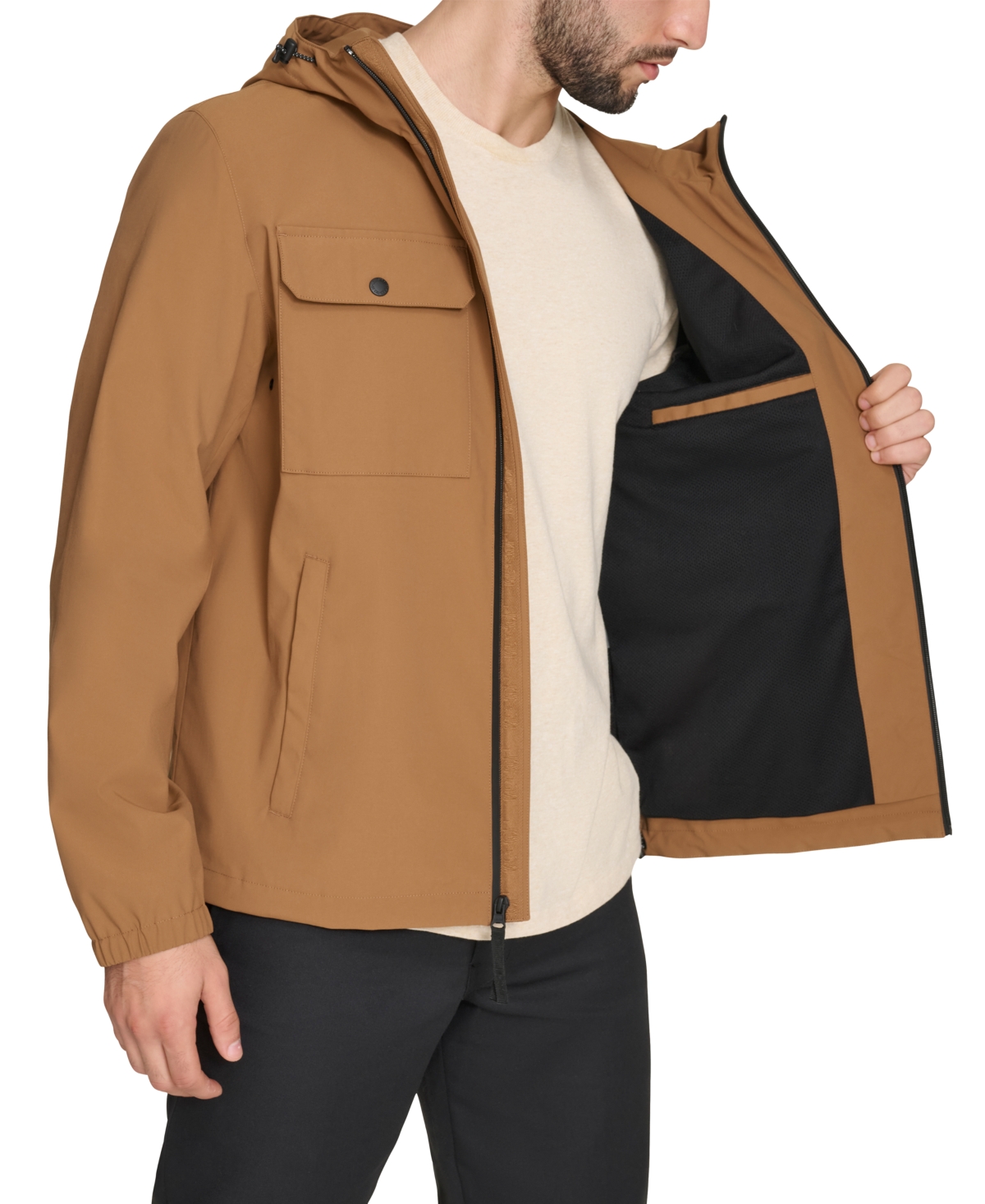 Levi's Men's Hooded Rain Jacket In Brown