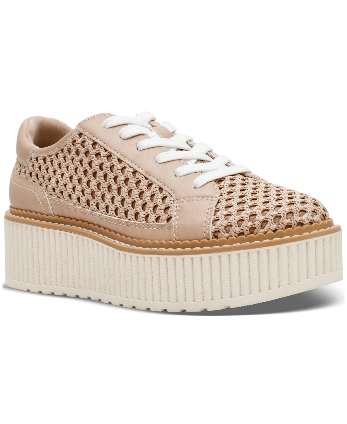 Women's Becky Platform Crochet Lace-Up Sneakers - Natural