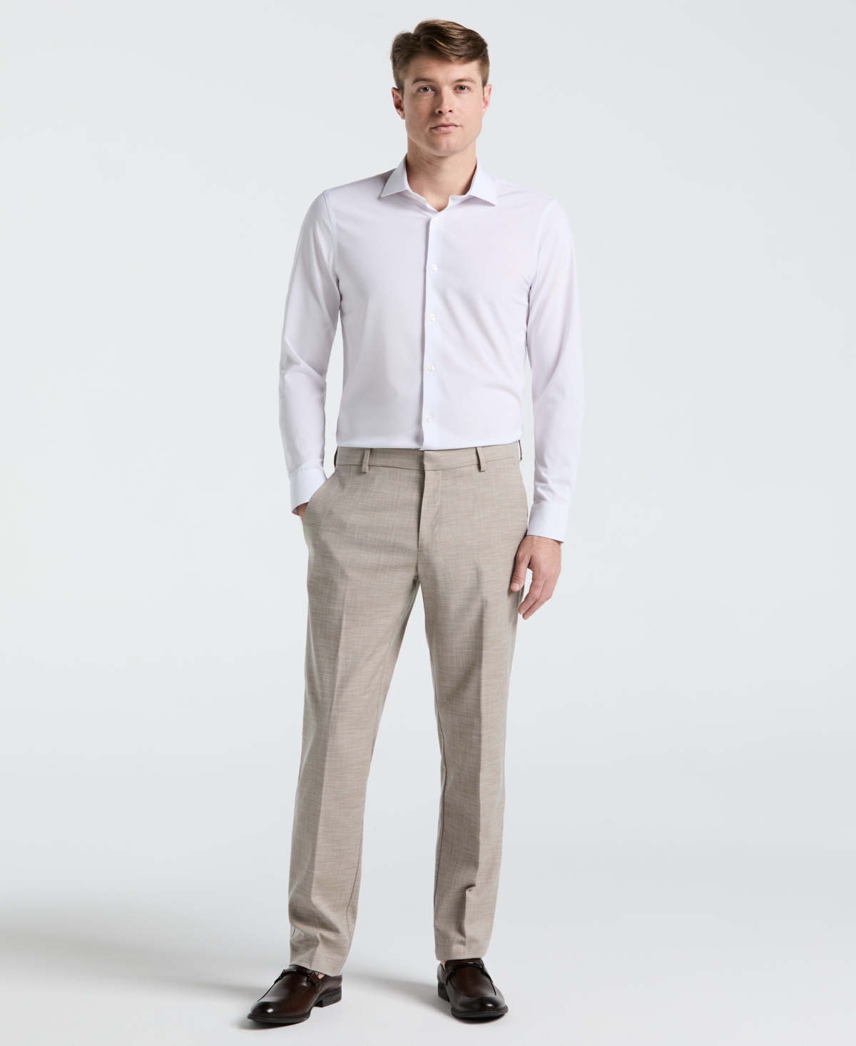 Men's Modern Fit Sharkskin Dress Pants - Light Blue