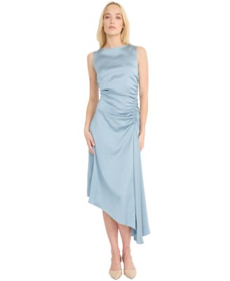 Luxely - Women's Ruched Asymmetrical Midi Dress