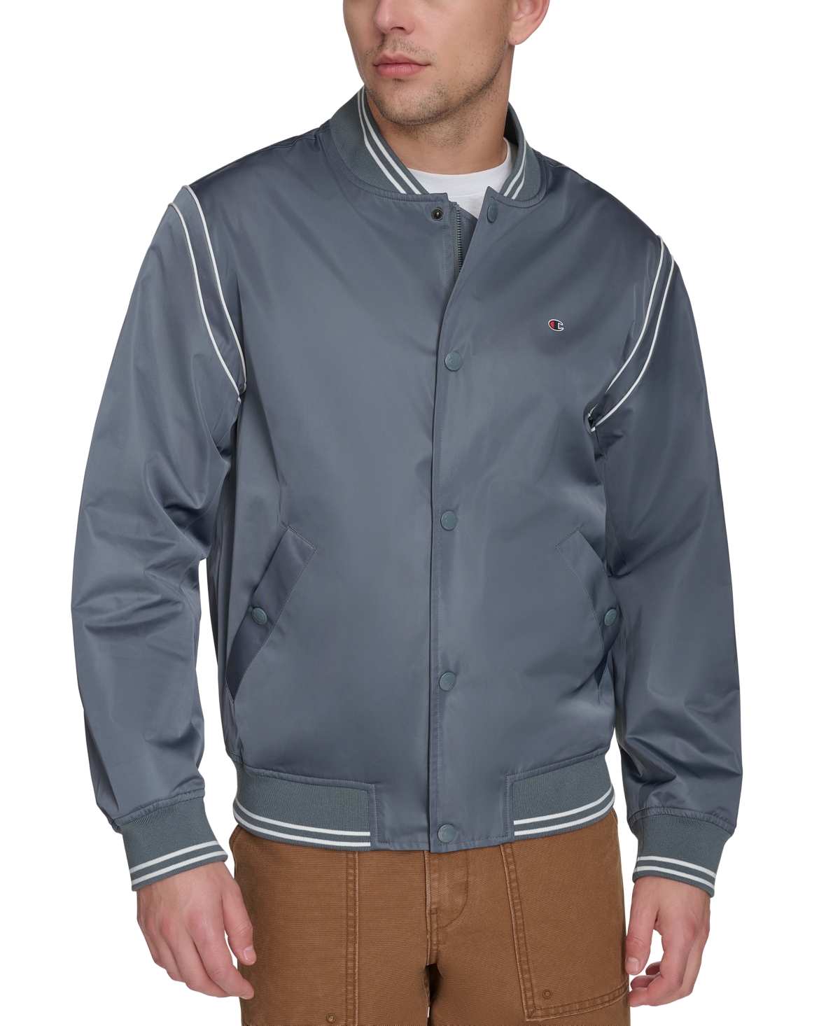 Men's Varsity Stripe Bomber Jacket - Black