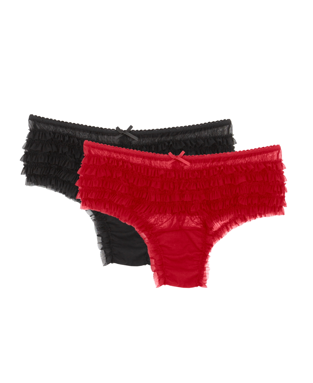 Jezebel Women's Veil 2 Pack Mesh Ruffle Cheeky Panty In Red