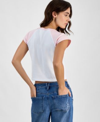 Juniors' Cowgirl Surf Graphic Raglan T-Shirt