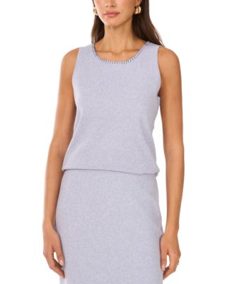 Vince Camuto - Women's Whipstitched-Neck Sleeveless Top
