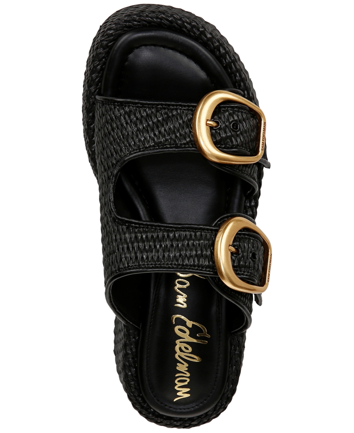 Sam Edelman Nerissa Platform Slide Sandal Black Basketweave In Black Faux Raffia
