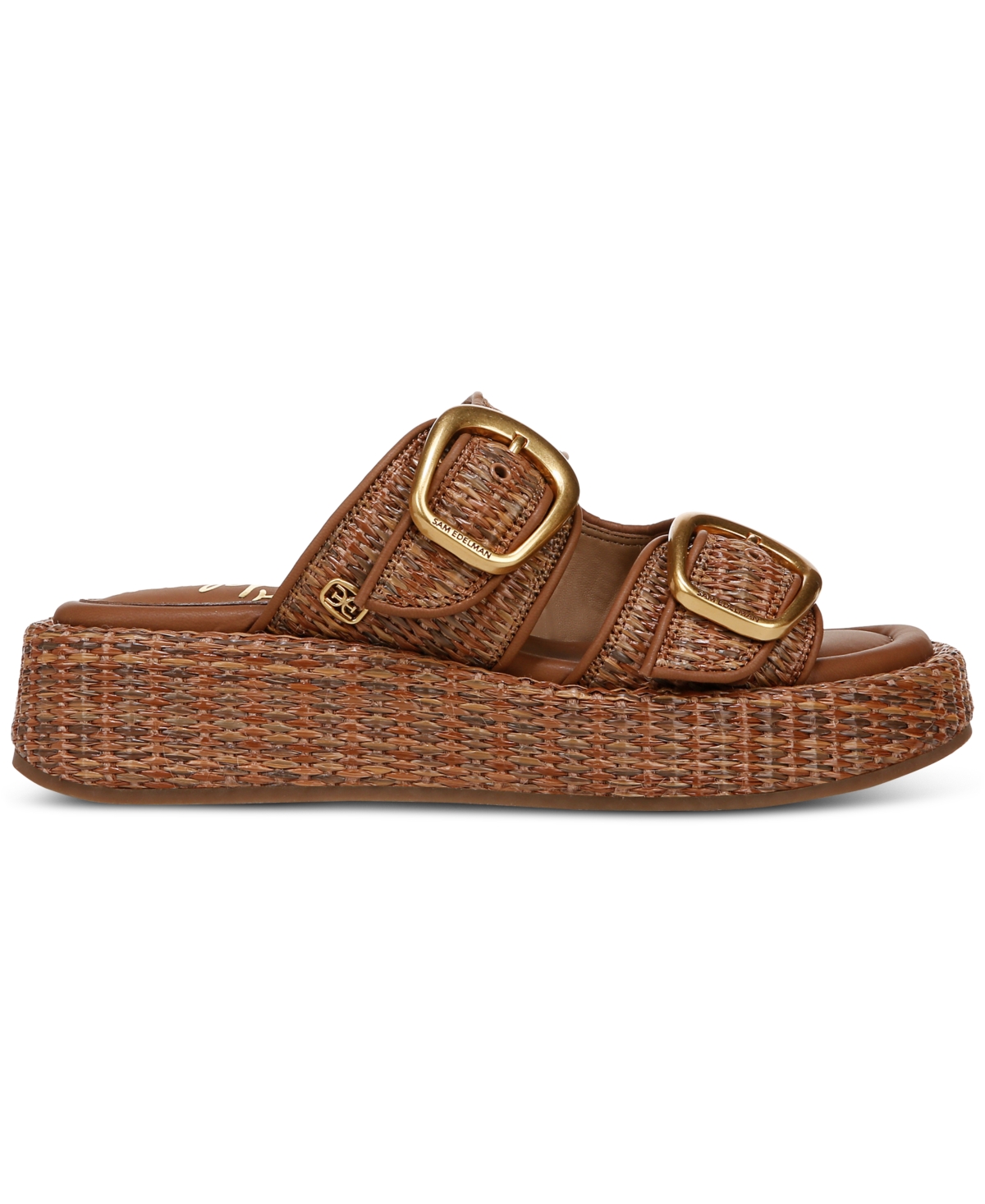 Sam Edelman Nerissa Two-strap Platform Sandal In Cuoio Brown Faux Raffia