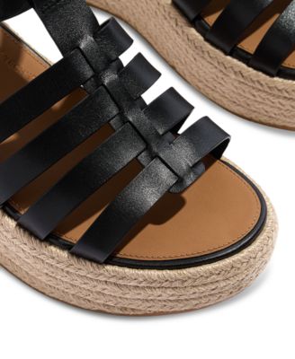 Women's Platform Espadrille Leather Wedge Sandals