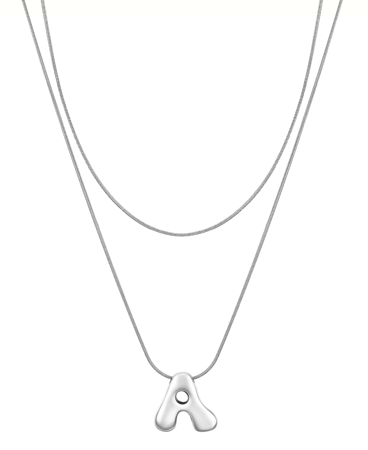 Unwritten X Moda Sport Silver Tone Water Resistant Initial Layered Necklace In Silver A