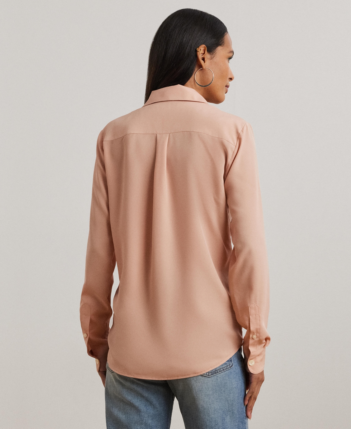 RALPH LAUREN WOMEN'S RELAXED-FIT CREPE SHIRT 
