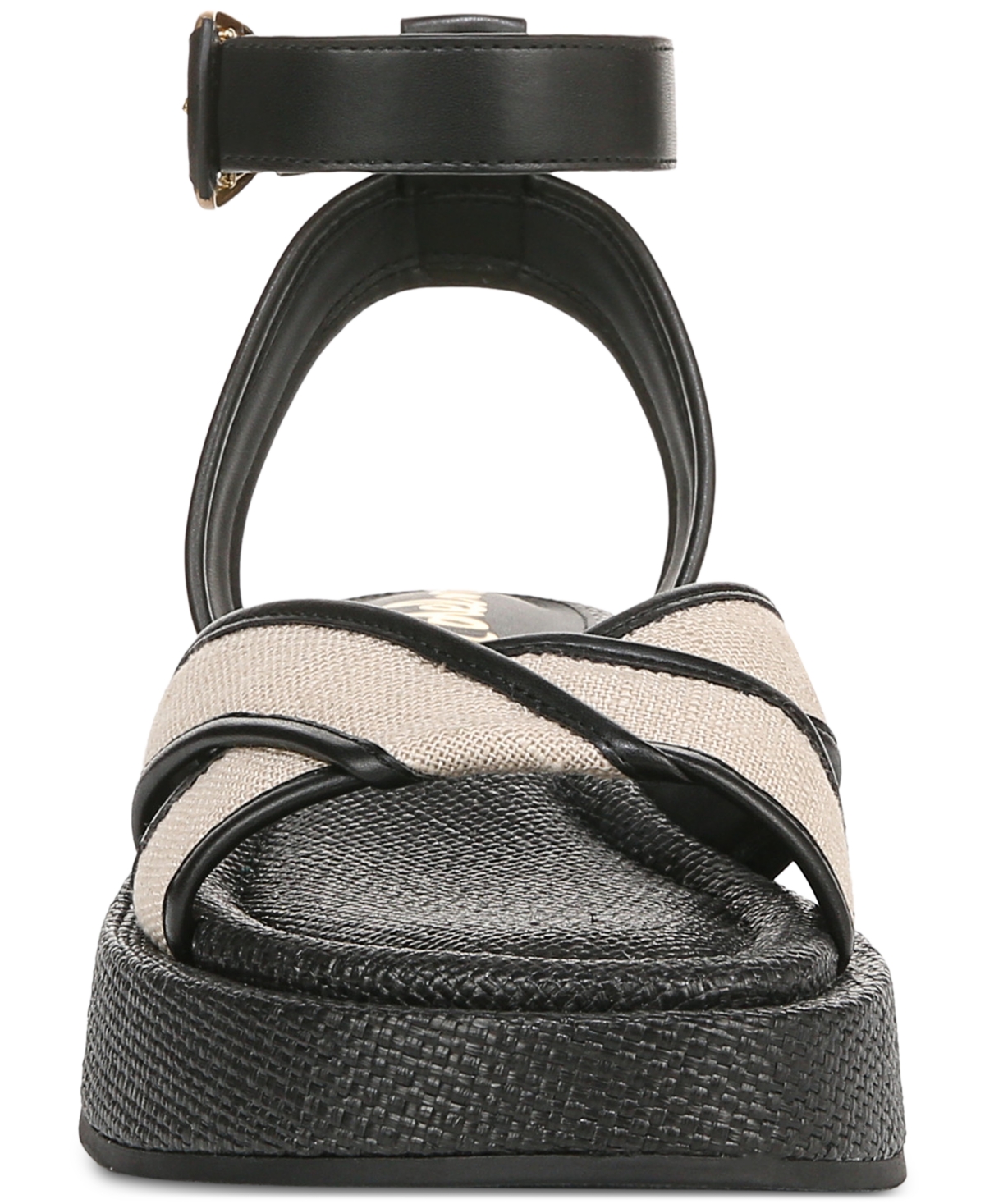 Shop Sam Edelman Women's Nylie Strappy Flat Sandals In Natural Black Linen
