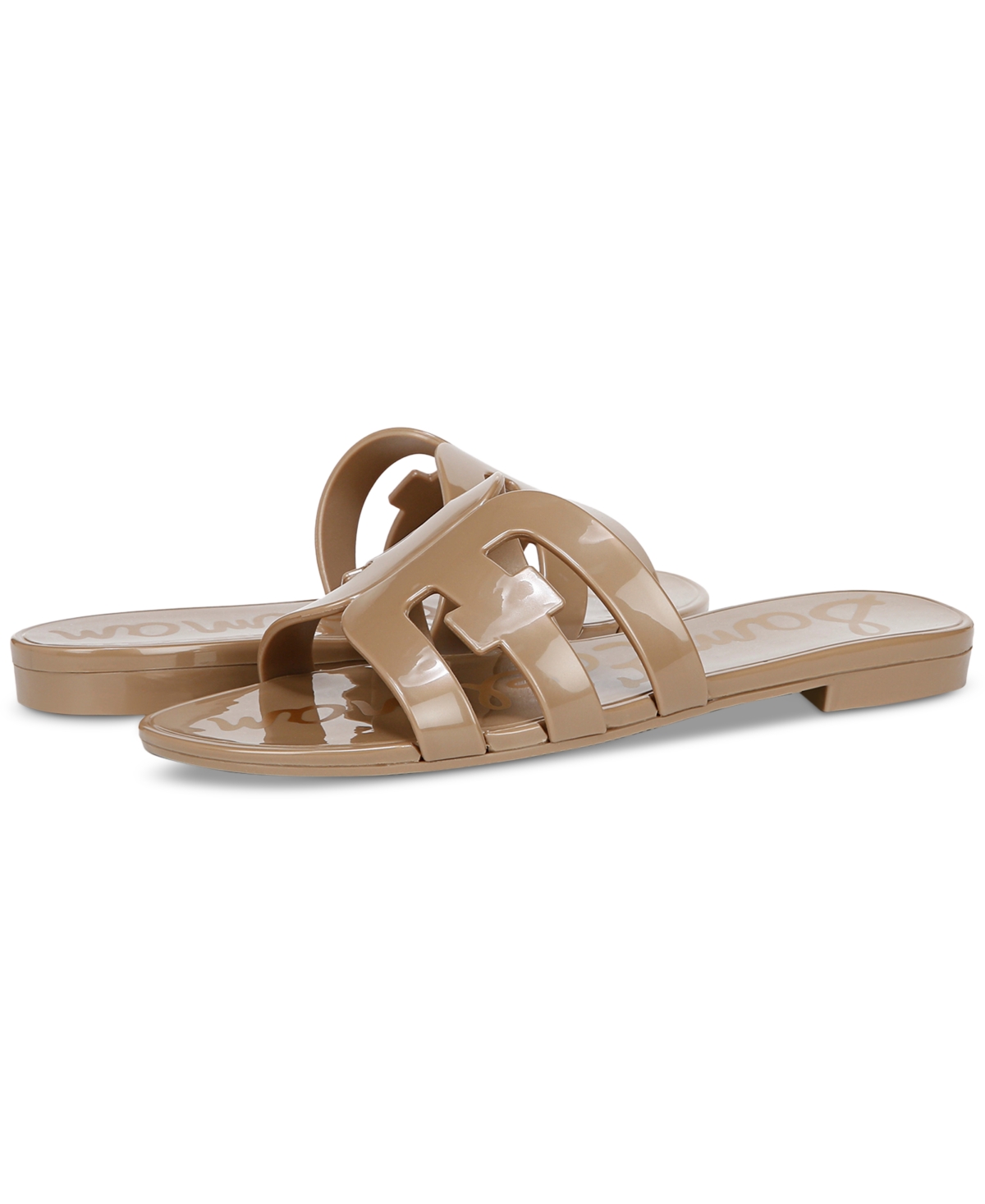 Shop Sam Edelman Women's Bay Jelly Slide Flat Sandals In Amber Gold Metallic Jelly