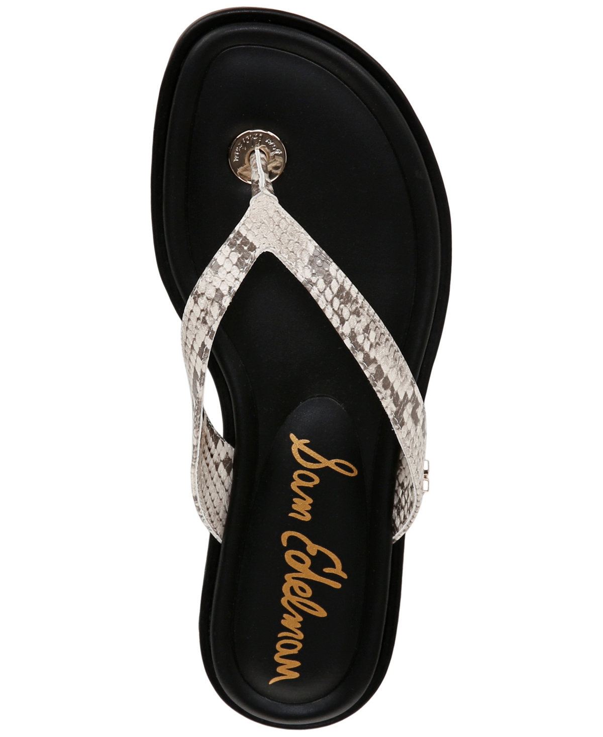 Shop Sam Edelman Women's Remi Thong Flat Sandals In Roccia Snake Leather