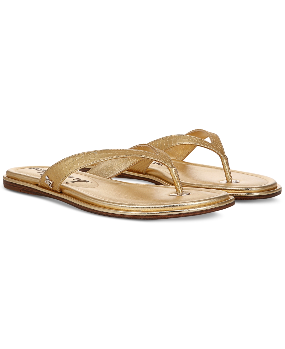 Sam Edelman Remi Flip Flop In Gold Crocco Leather