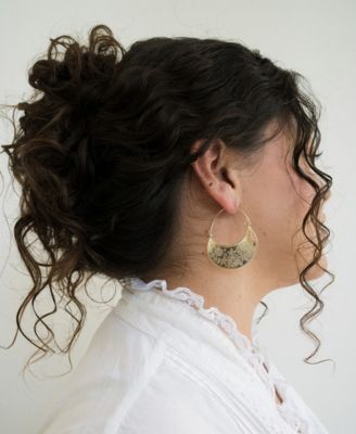 Gold Tone Haveli Etched Hoop Earrings