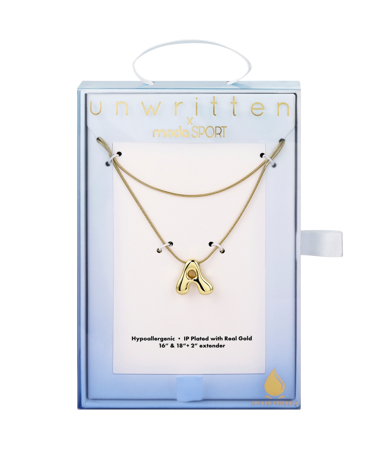 Unwritten X Moda Sport Silver Tone Water Resistant Initial Layered Necklace In Gold A