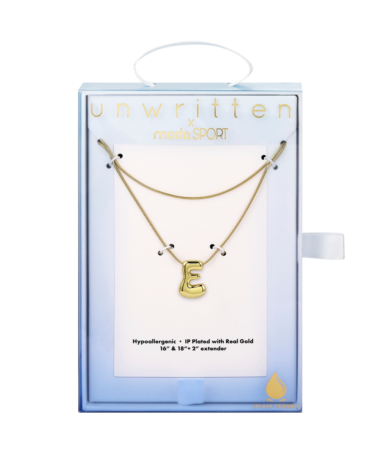 Unwritten X Moda Sport Silver Tone Water Resistant Initial Layered Necklace In Gold E