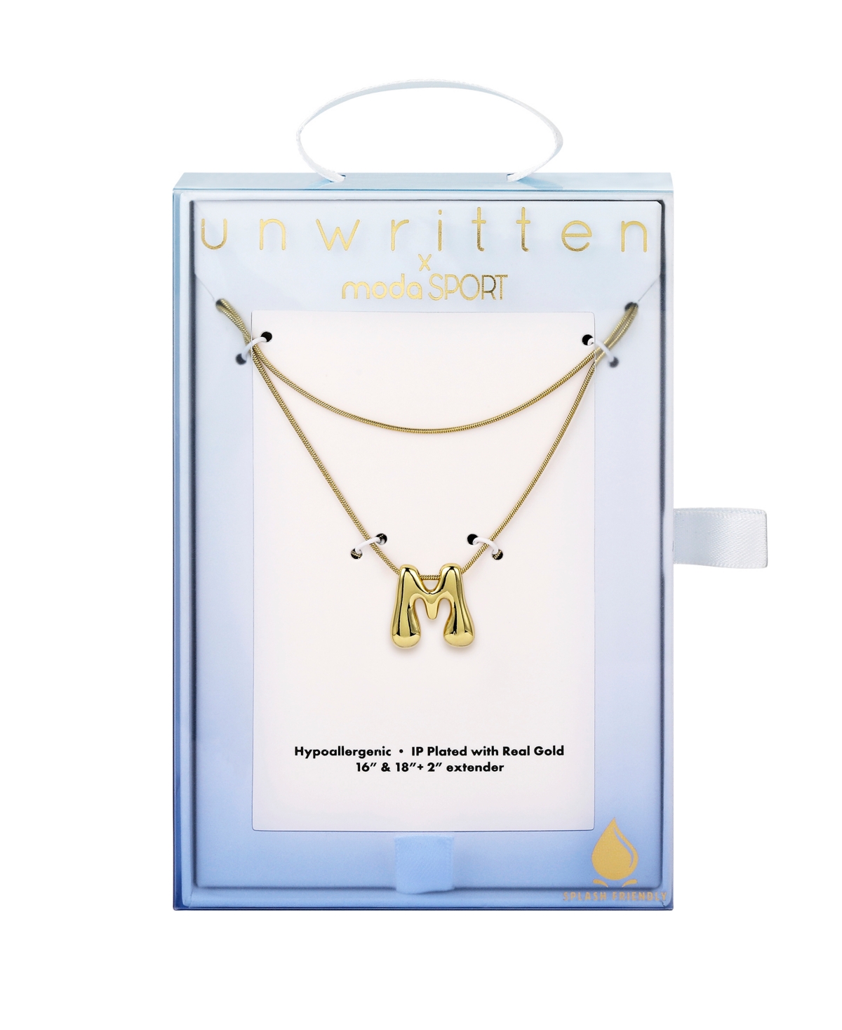 Unwritten X Moda Sport Silver Tone Water Resistant Initial Layered Necklace In Gold M