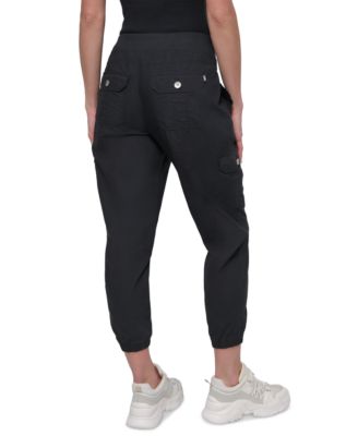 Sport Women's Cotton Ribbed-Waist Jogger Cargo Pants