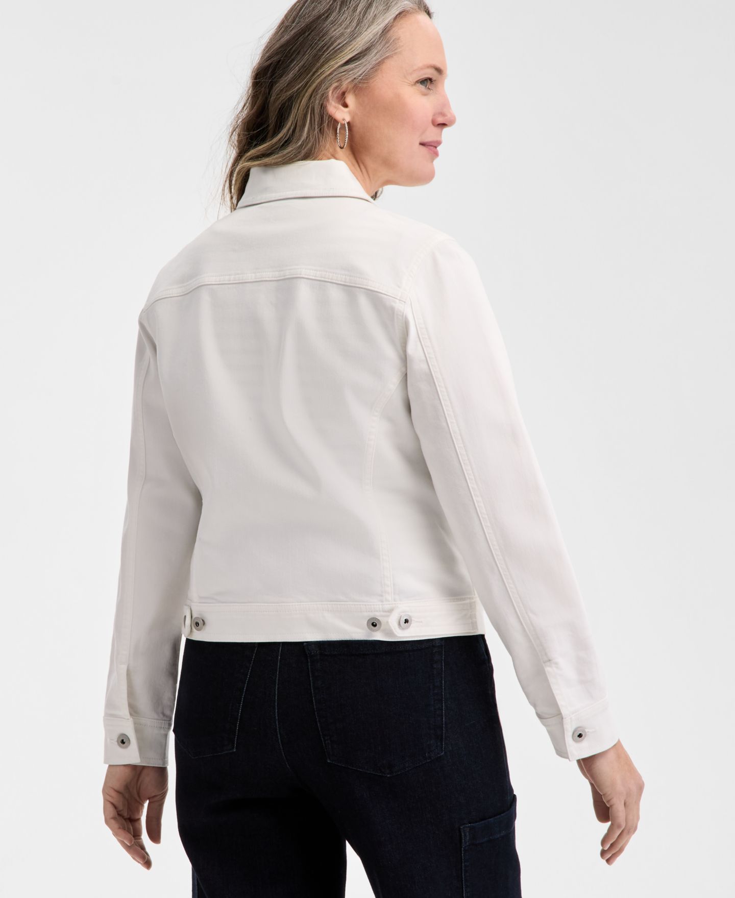 Женская куртка Style & Co Petite Classic Denim Jacket, цвет: Яркий белый — фото 2