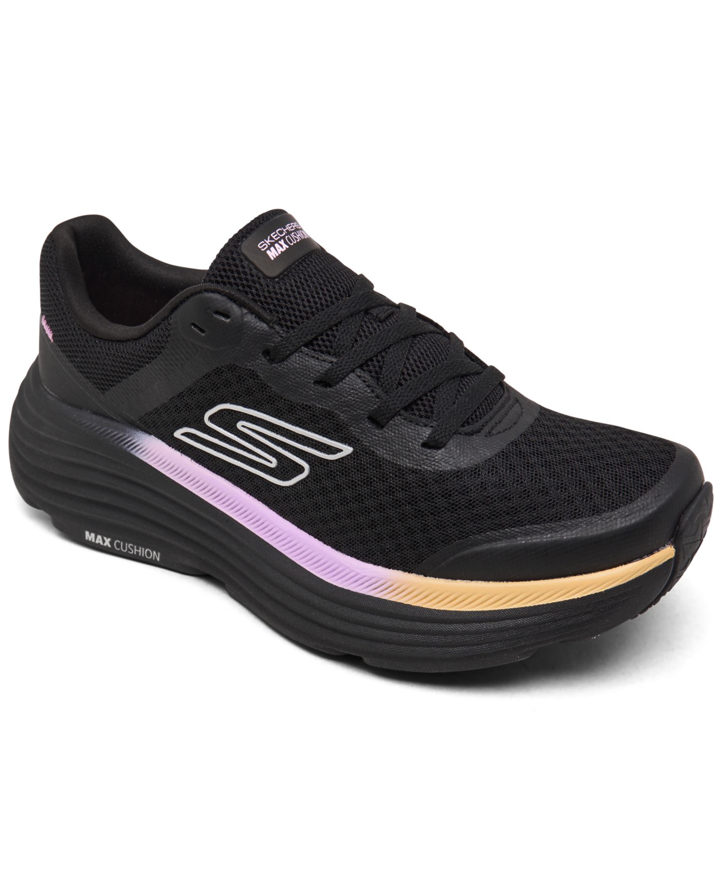 Женские кроссовки Skechers Max Cushioning Endeavour Athletic Running, цвет: Чёрный / Розовый — фото 1