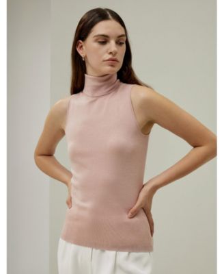 Women's Minimalist Sleeveless Turtleneck Top