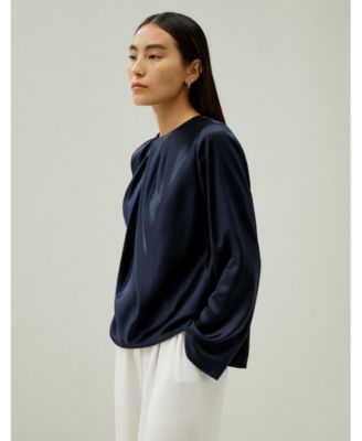 Silk Ruched-Neck Top for Women