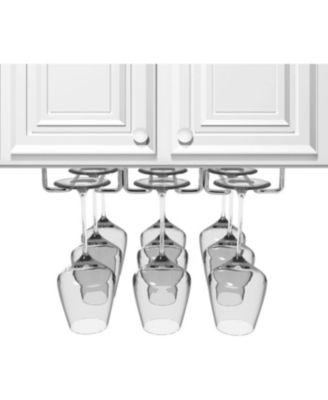 Under Cabinet Wine Glass Rack and Stemware Holder - 3 Rows Holds up to 9 of Your Most Delicate Glassware