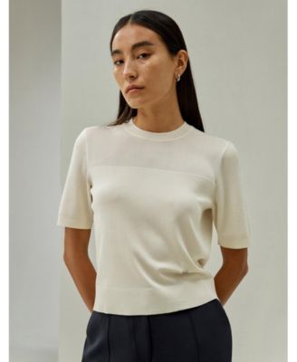 Women's Sophisticated Dual-Knit Silk T-Shirt