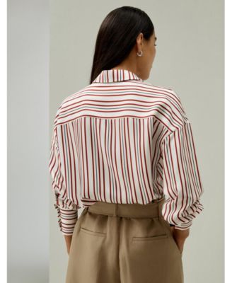 Women's Oversized Striped Silk-Twill Shirt