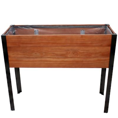 Acacia Wood Raised Garden Bed with Legs - 31-Inch H - Powder-Coated Steel Frame - Removable Planter Bag